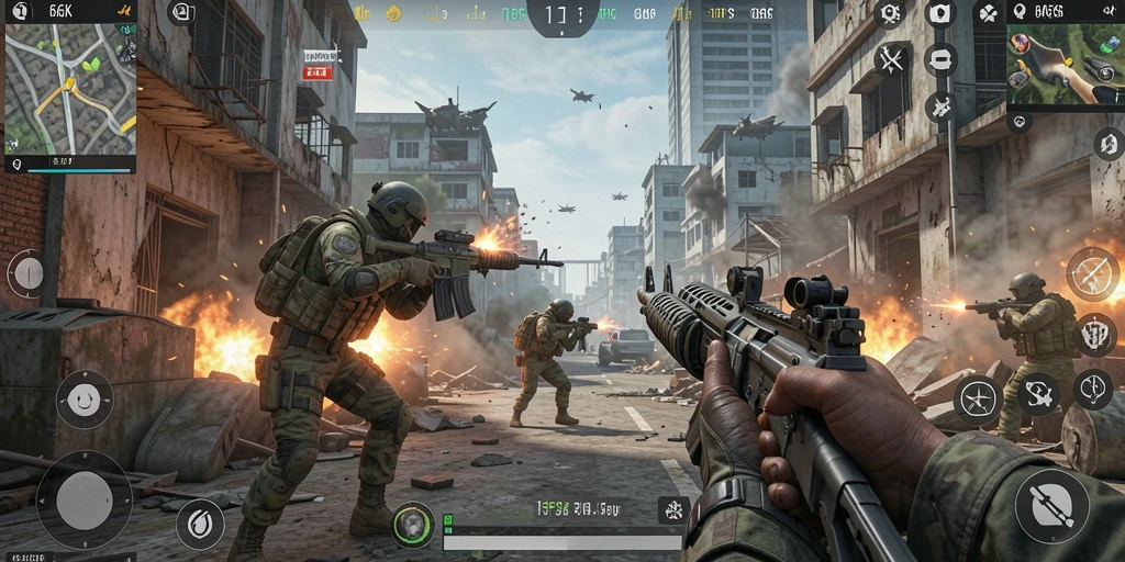Tampilan gameplay mendebarkan di 66K dengan aksi tembak-menembak.