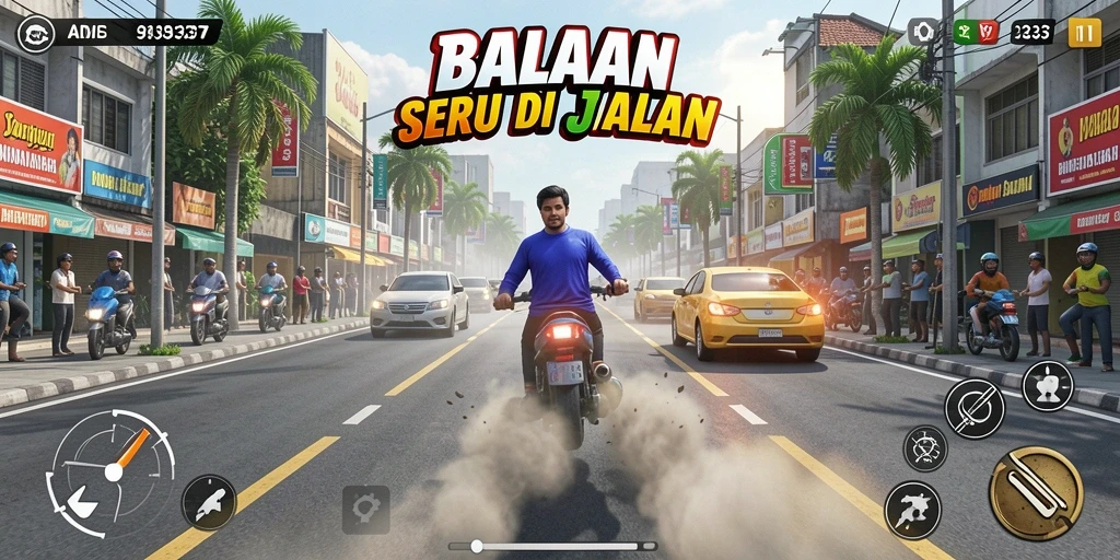 Tampilan balapan yang seru dengan mobil-mobil berkecepatan tinggi.
