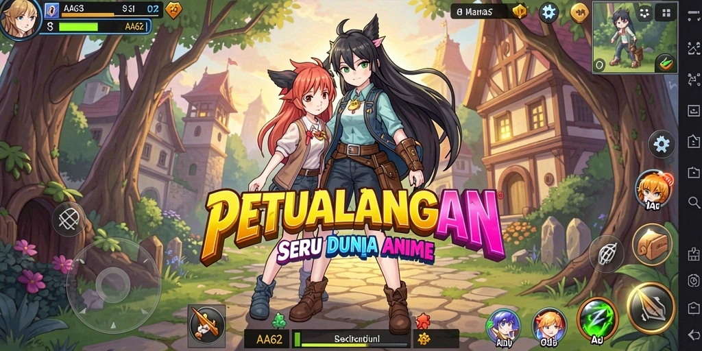 Tampilan screenshot gameplay AA62 dengan karakter anime yang menawan.