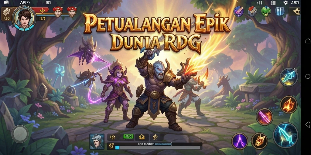 Tampilan utama gameplay API77 menunjukkan aksi seru dalam pertempuran RPG.