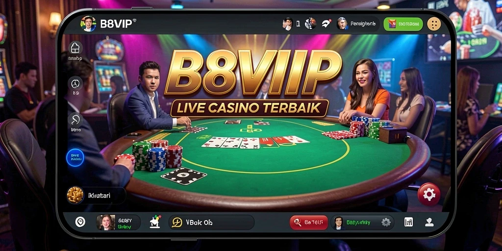 Screenshot B8VIP menampilkan gameplay Live Casino yang seru.