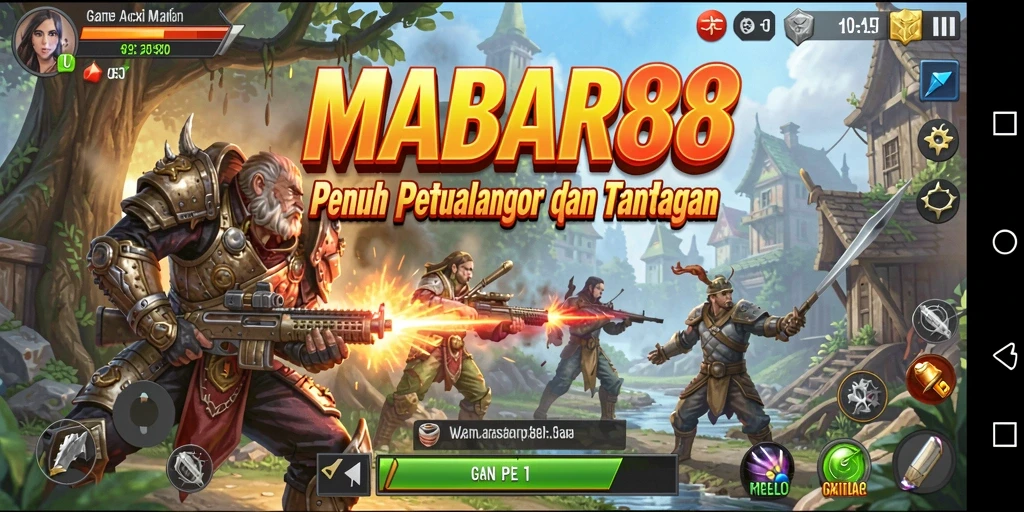 Tampilan gameplay MABAR88 yang mendebarkan dan penuh aksi.