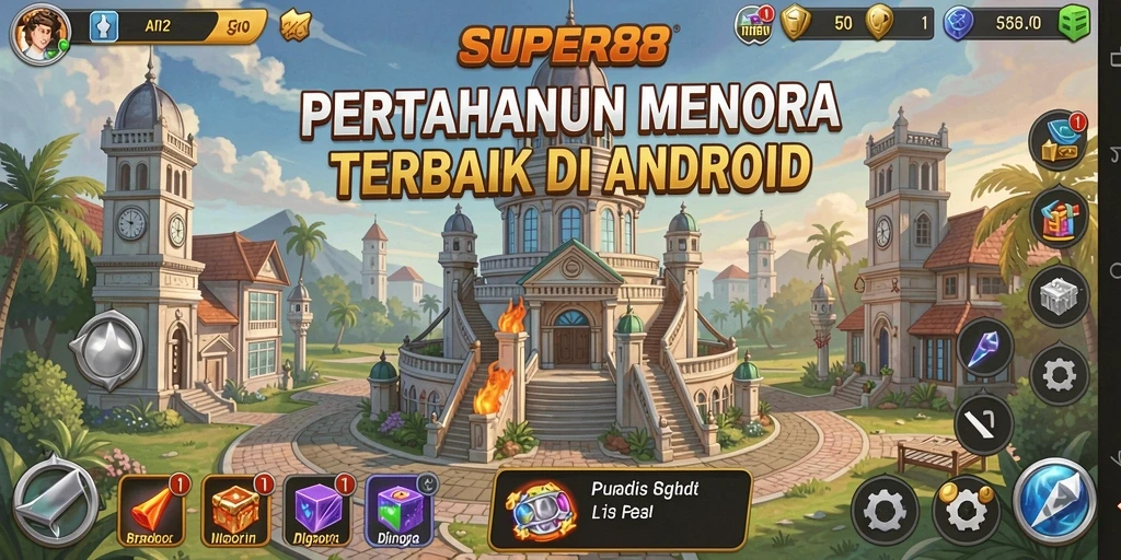 Tampilan gameplay menarik dari SUPER88 yang penuh strategi Tower Defense.