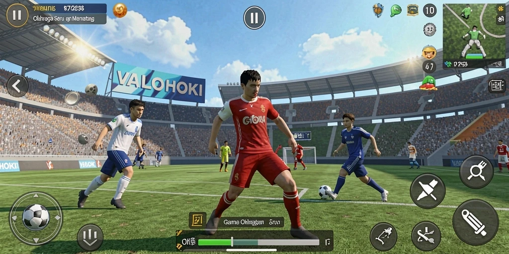 Screenshot menunjukkan aksi seru dalam VALOHOKI, memperlihatkan gameplay olahraga yang menarik.